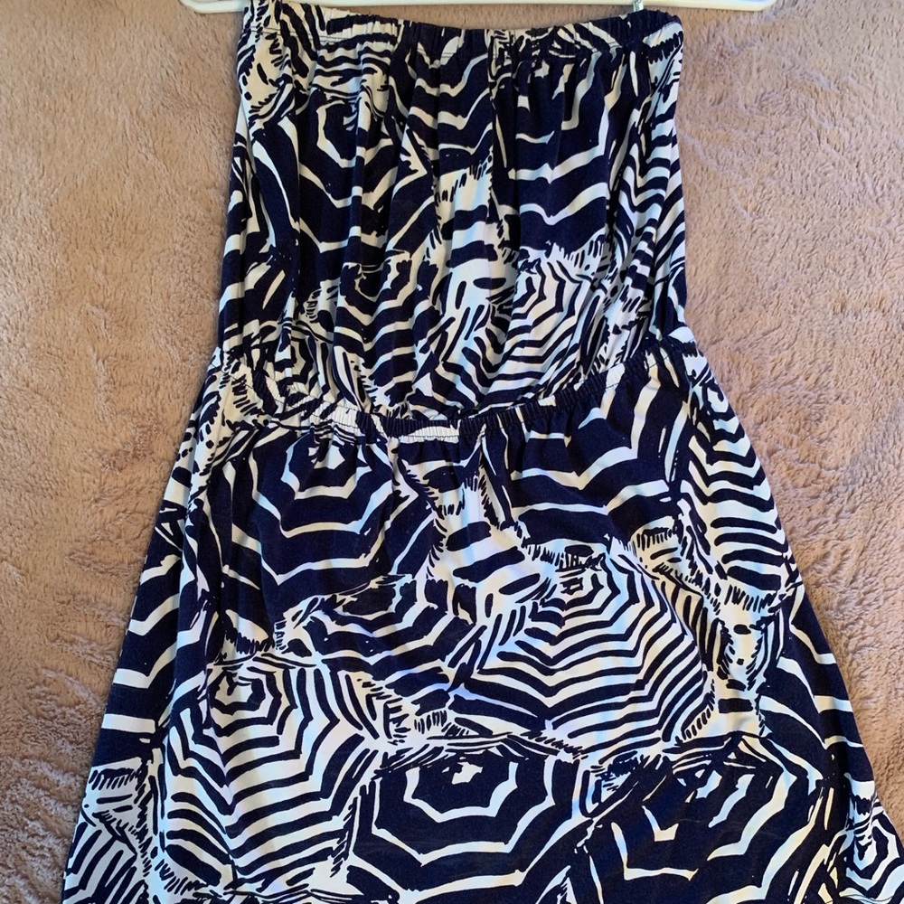 Lilly Pulitzer strapless navy/white short dress